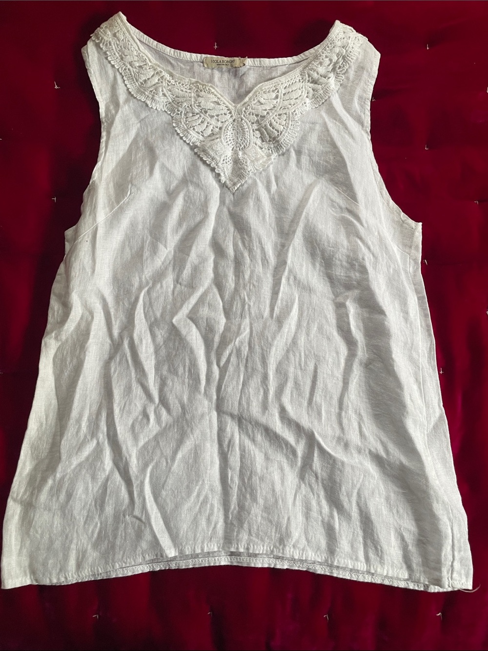 White Linen Tank Top-Viola Burgh